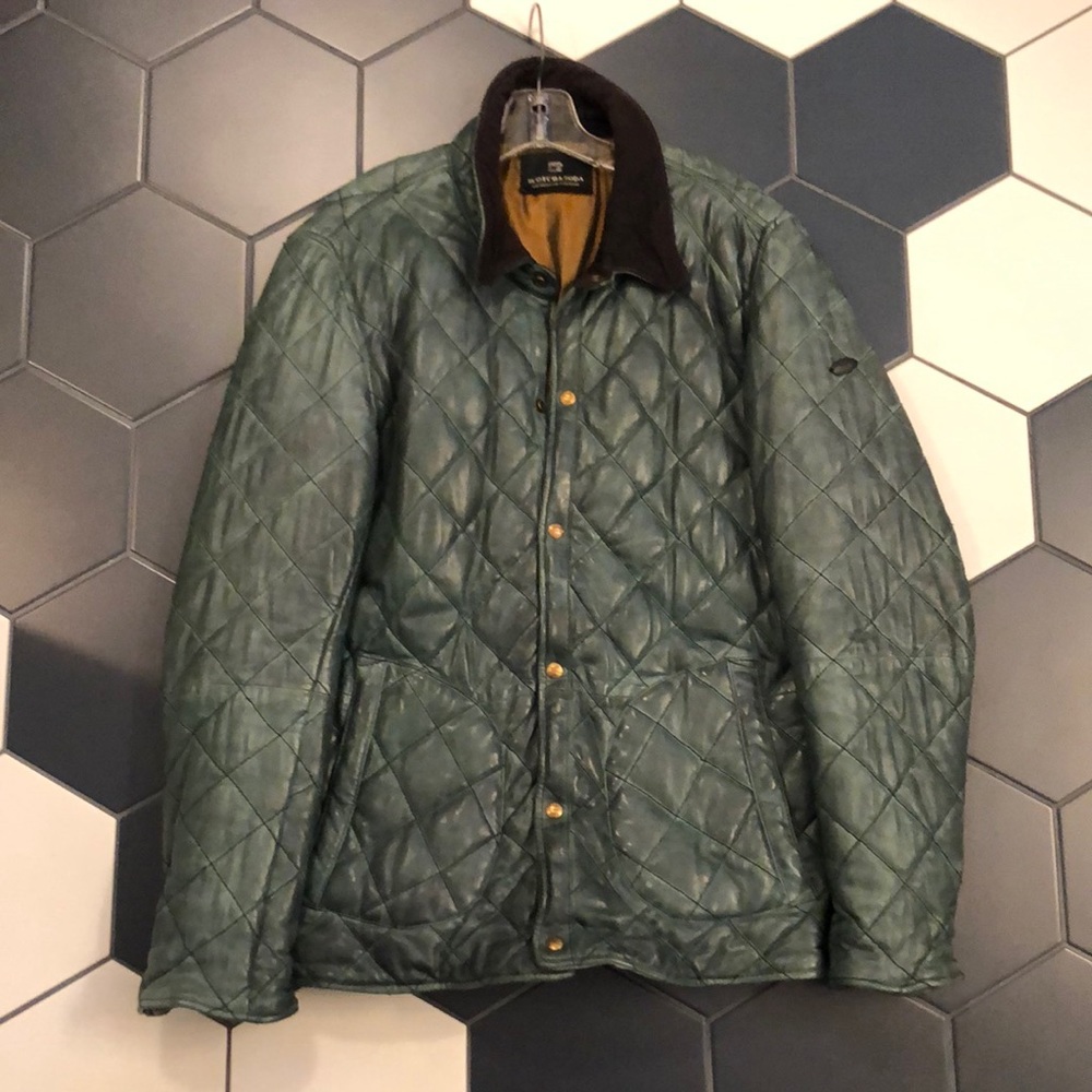 Very Rare Emerald Quilted Leather Jacket by Scotch & Soda